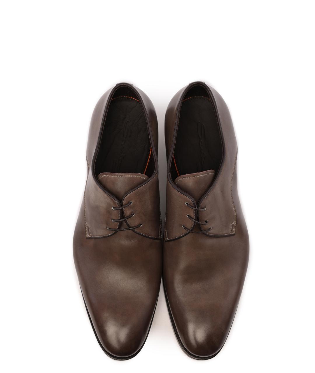 SANTONI Коричневые кожаные туфли, фото 4