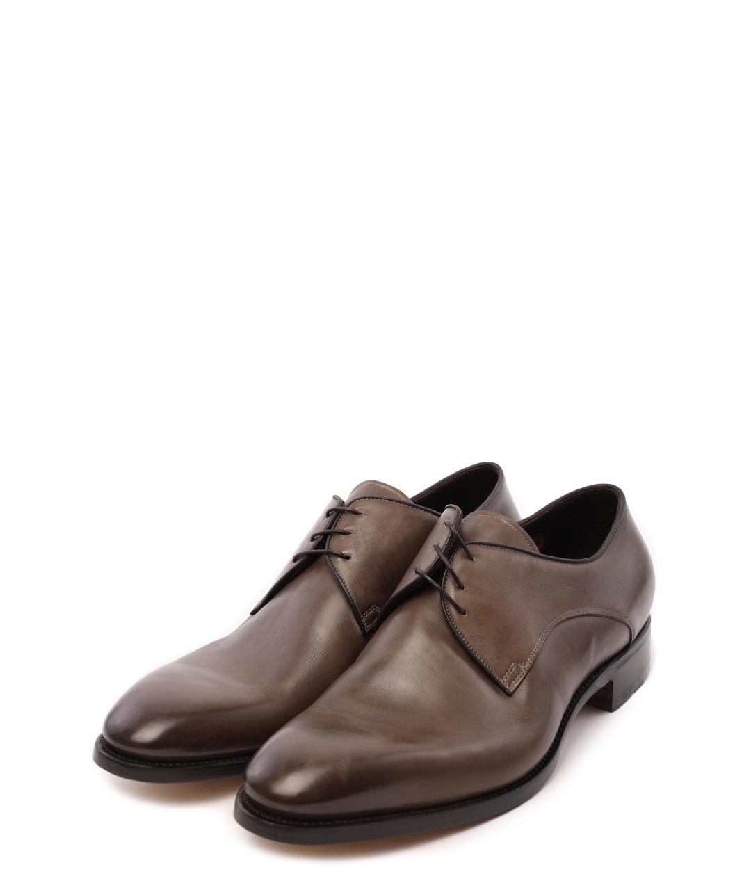 SANTONI Коричневые кожаные туфли, фото 2