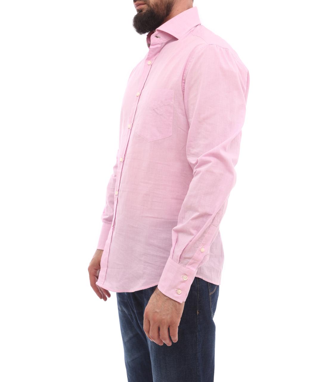 BRUNELLO CUCINELLI Розовая хлопковая кэжуал рубашка, фото 3
