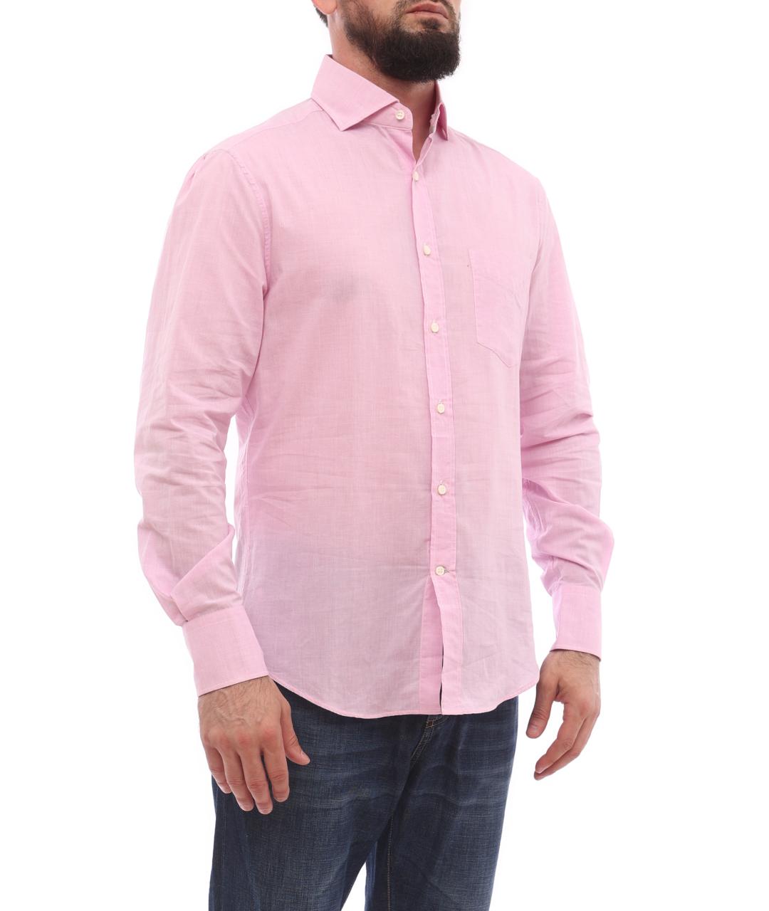 BRUNELLO CUCINELLI Розовая хлопковая кэжуал рубашка, фото 1