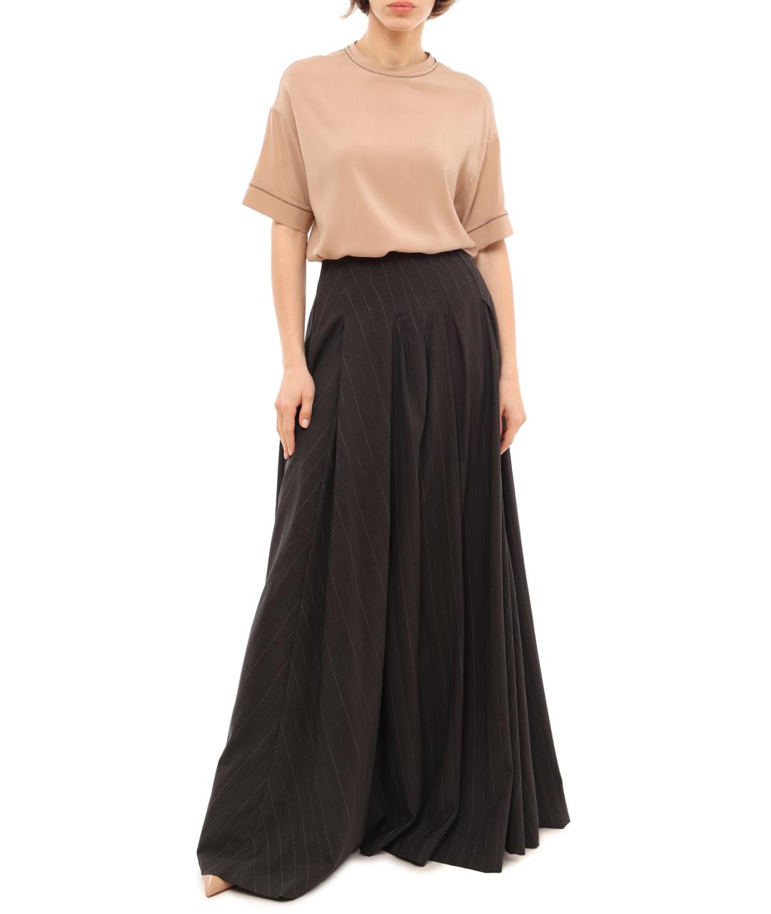 BRUNELLO CUCINELLI Коричневая юбка макси, фото 1