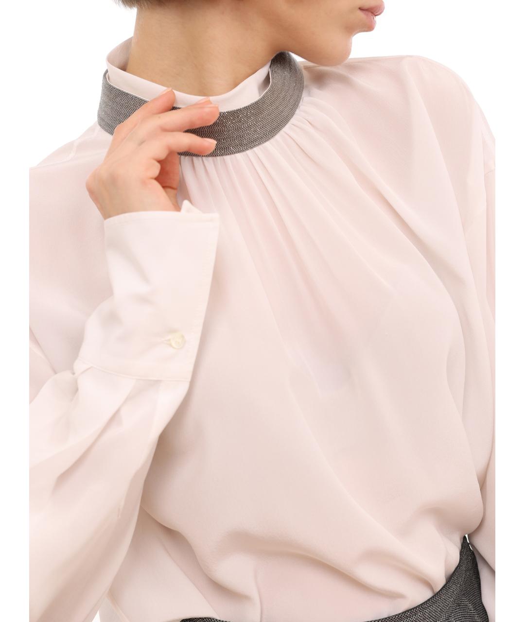 BRUNELLO CUCINELLI Бежевая шелковая блузы, фото 4