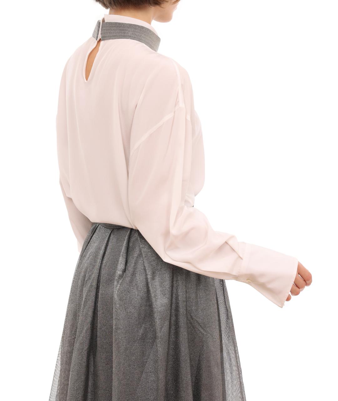 BRUNELLO CUCINELLI Бежевая шелковая блузы, фото 3