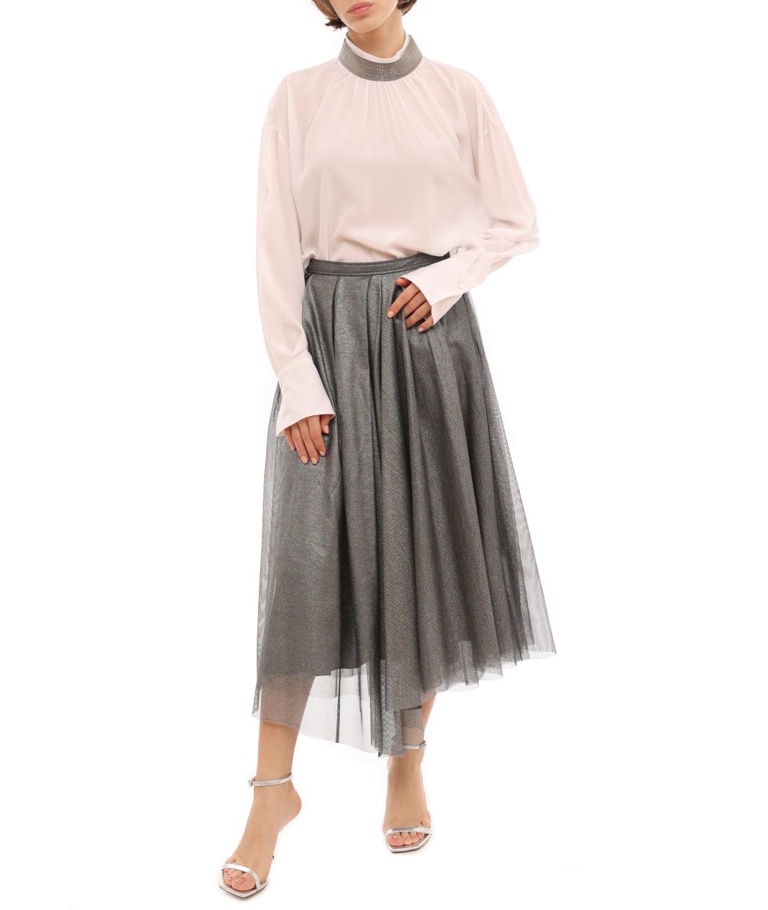 BRUNELLO CUCINELLI Бежевая шелковая блузы, фото 2