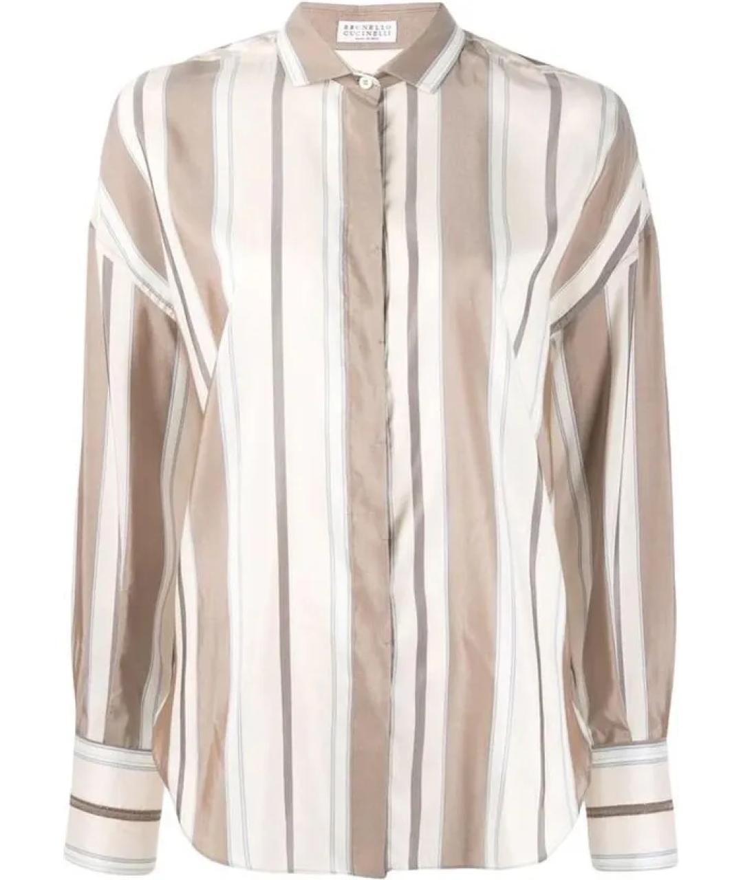 BRUNELLO CUCINELLI Бежевая шелковая рубашка, фото 1