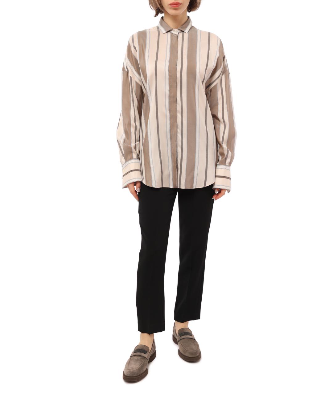 BRUNELLO CUCINELLI Бежевая шелковая рубашка, фото 2