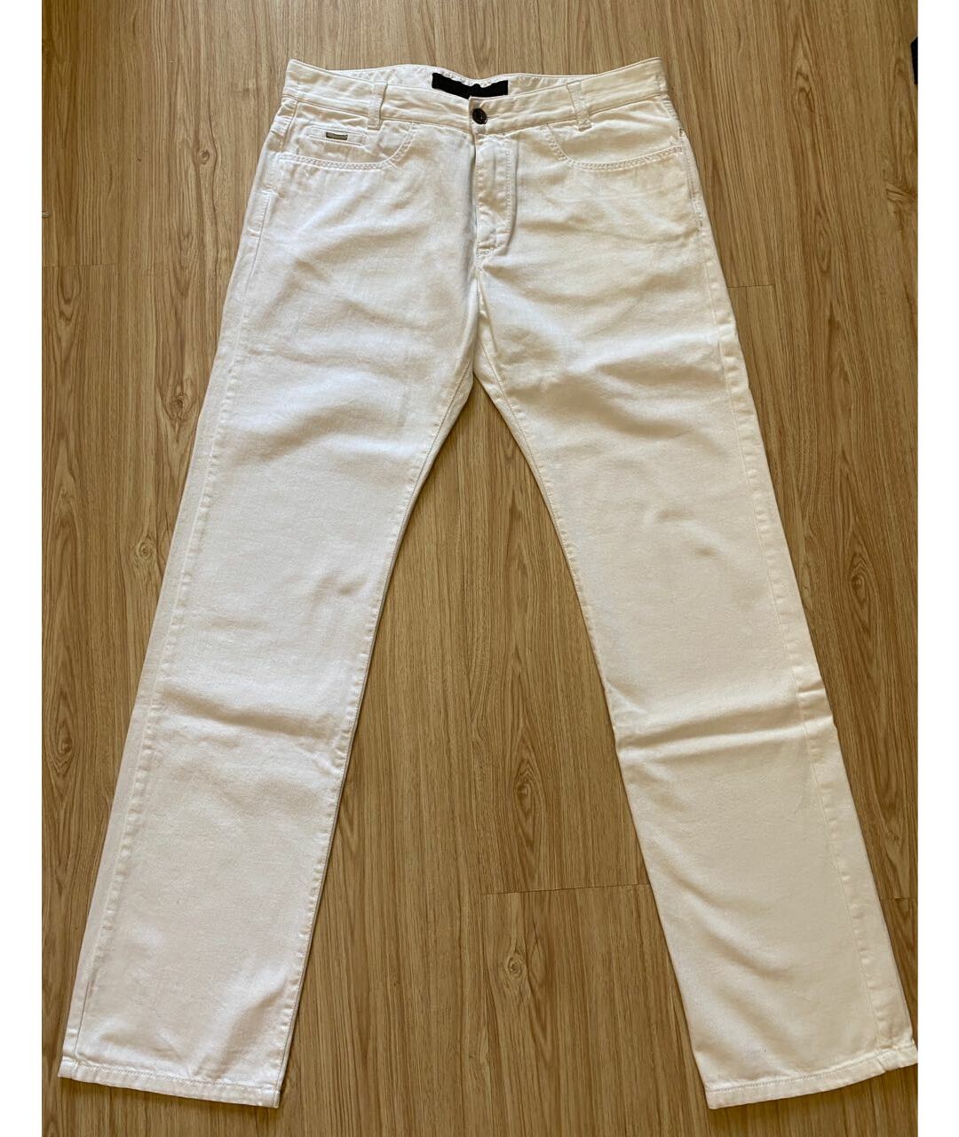 CORTIGIANI Белые хлопковые прямые джинсы, фото 9