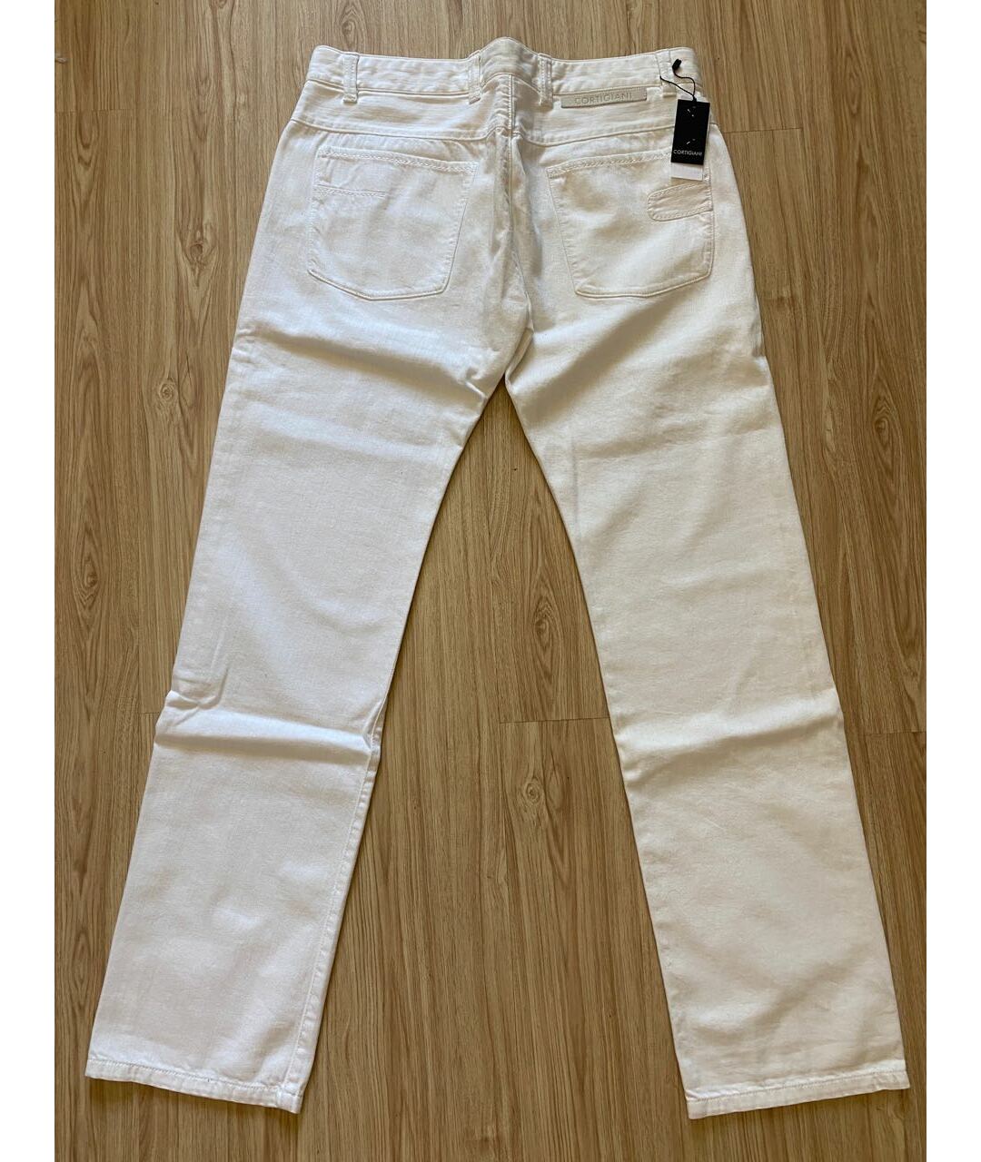 CORTIGIANI Белые хлопковые прямые джинсы, фото 2