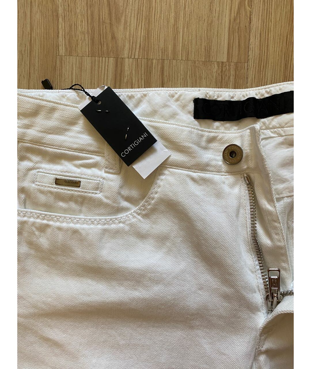 CORTIGIANI Белые хлопковые прямые джинсы, фото 3