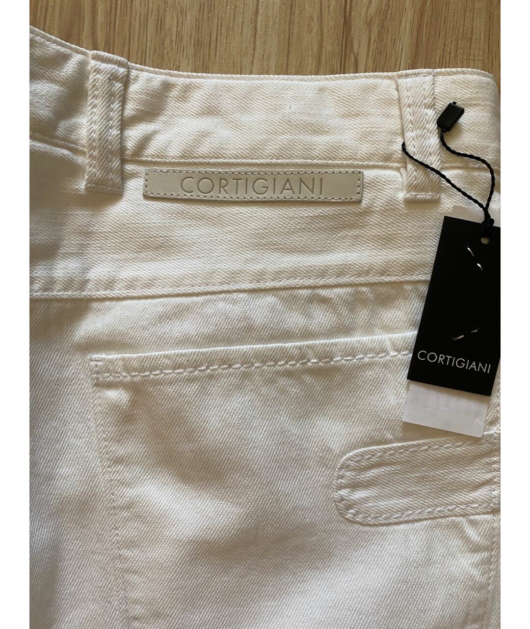 CORTIGIANI Белые хлопковые прямые джинсы, фото 4