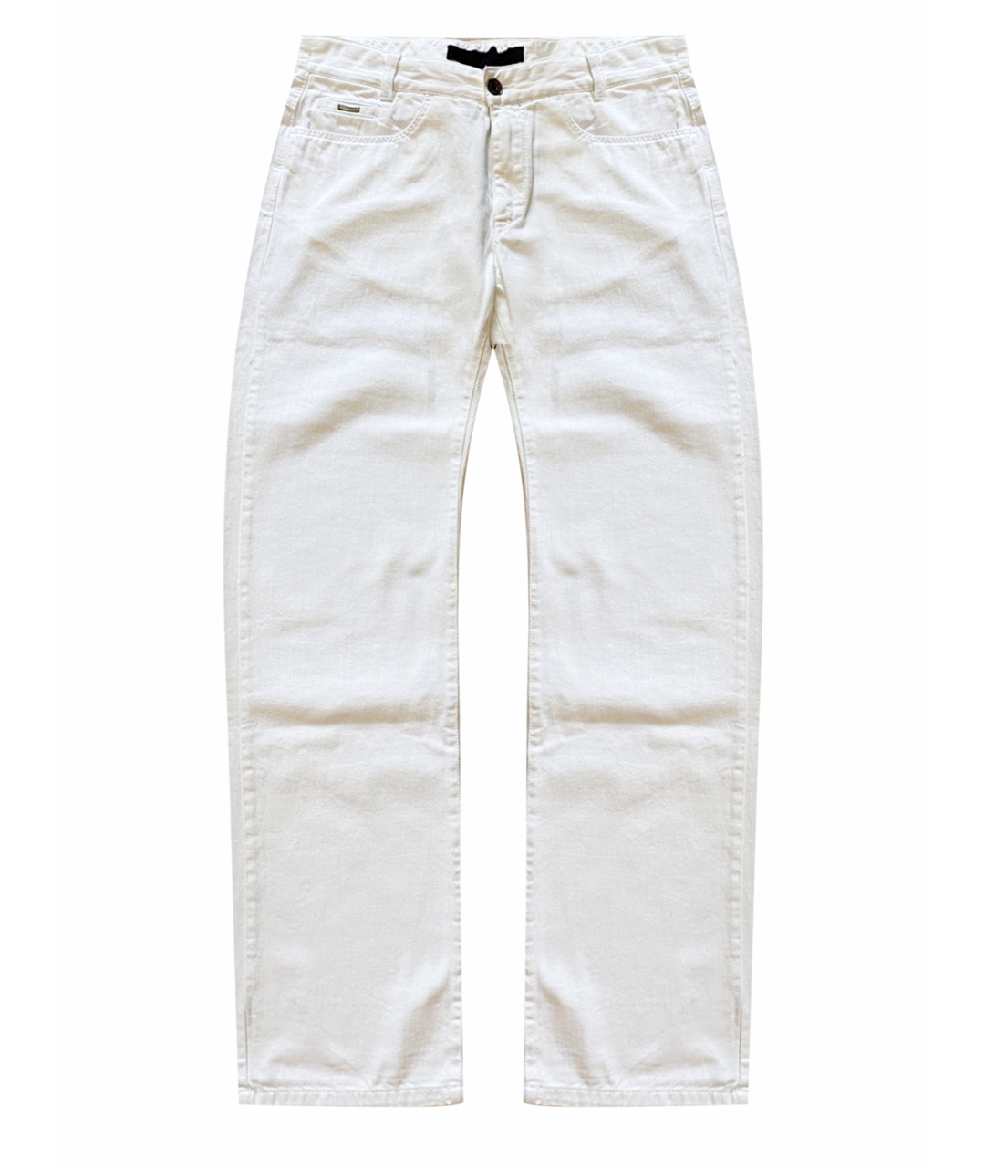 CORTIGIANI Белые хлопковые прямые джинсы, фото 1