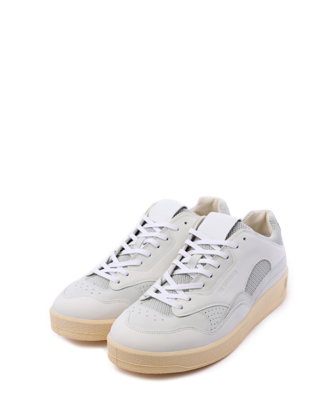 JIL SANDER Голубые кожаные низкие кроссовки / кеды, фото 2