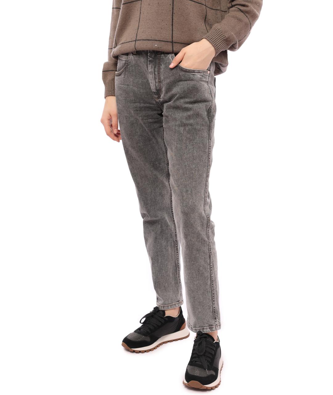 BRUNELLO CUCINELLI Серые хлопковые прямые джинсы, фото 2