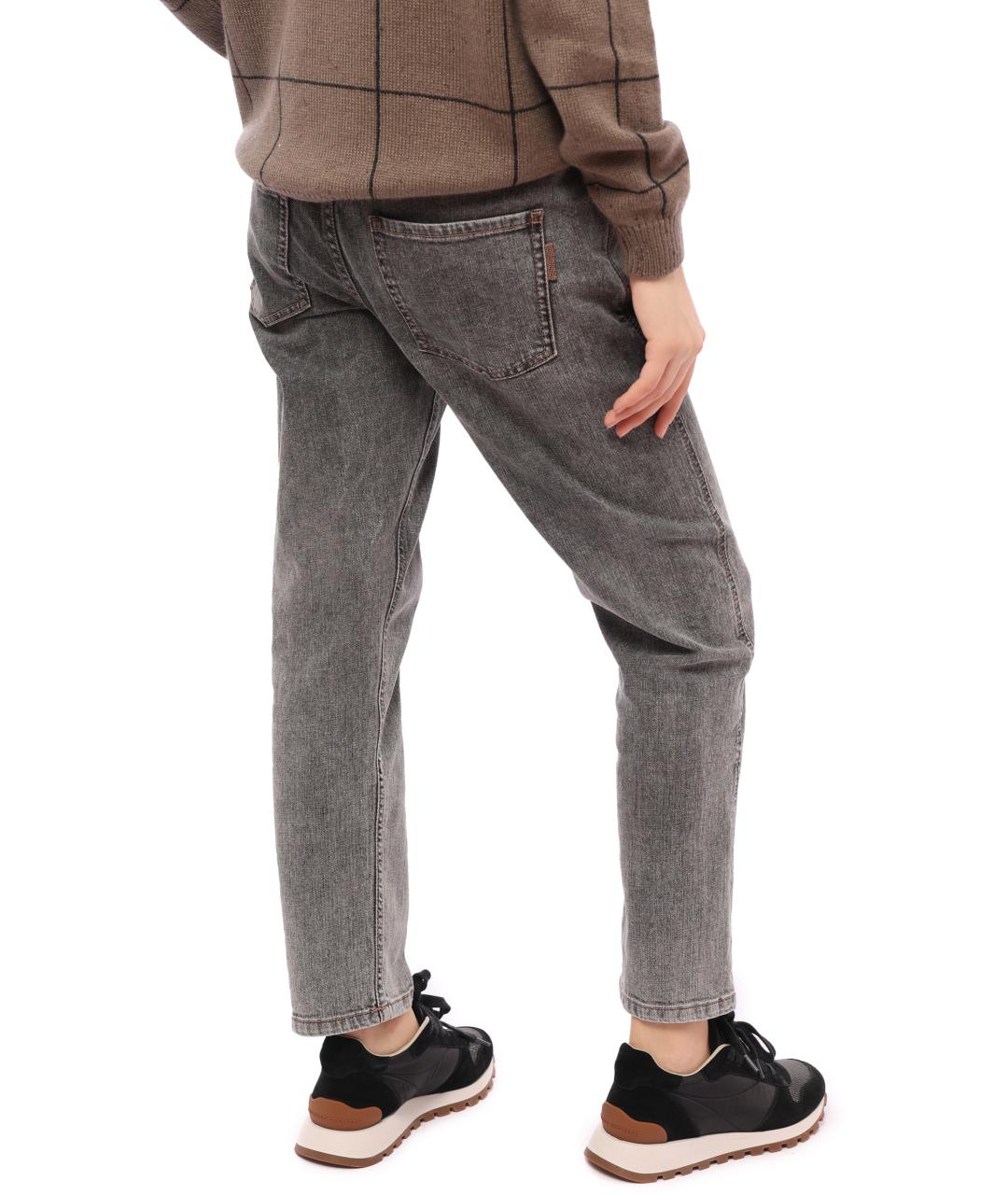 BRUNELLO CUCINELLI Серые хлопковые прямые джинсы, фото 3