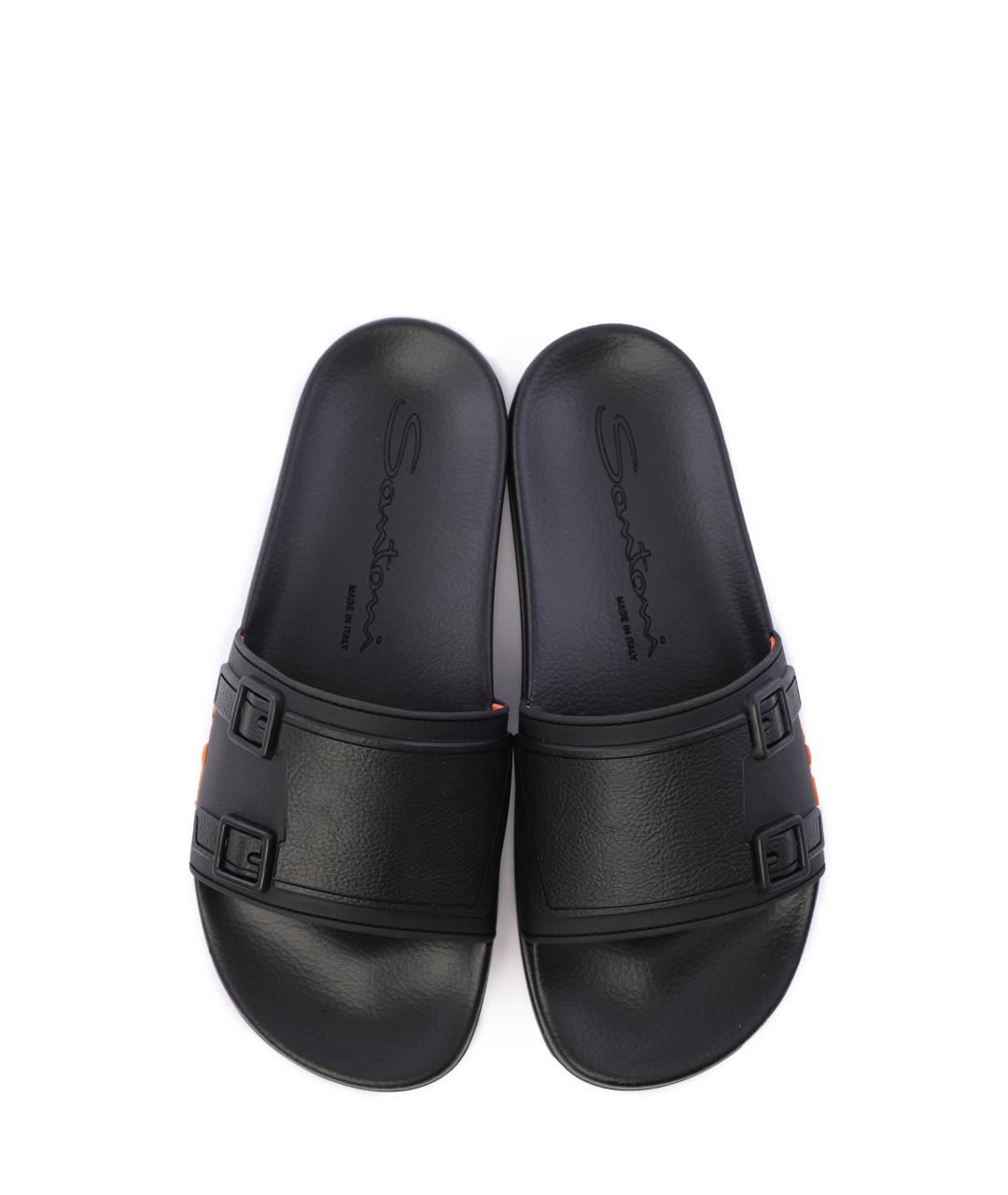 SANTONI Черные шлепанцы, фото 4