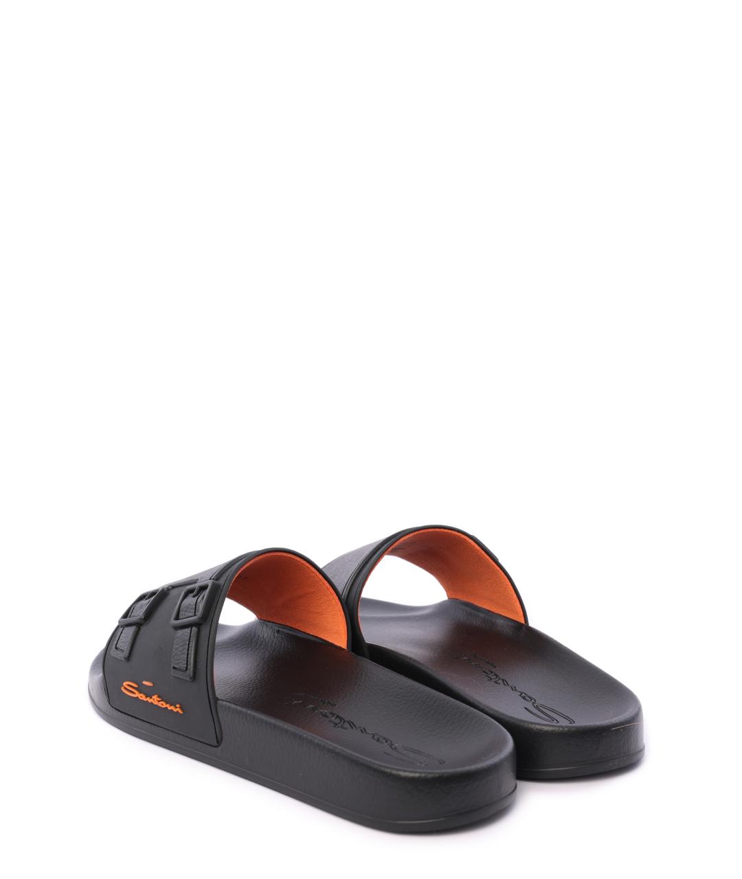 SANTONI Черные шлепанцы, фото 3