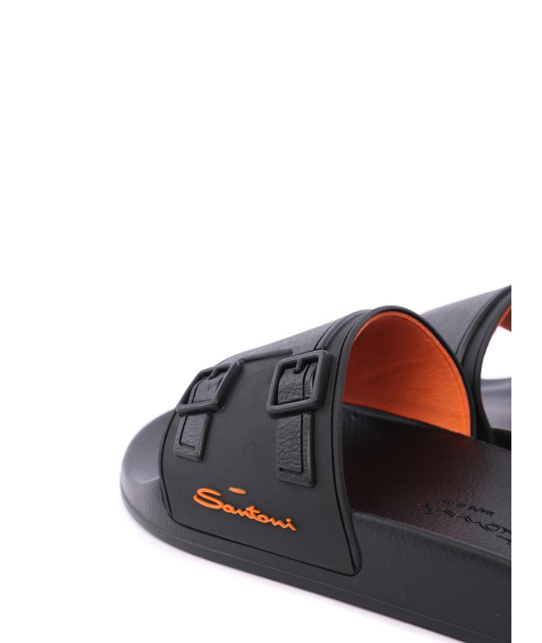 SANTONI Черные шлепанцы, фото 5