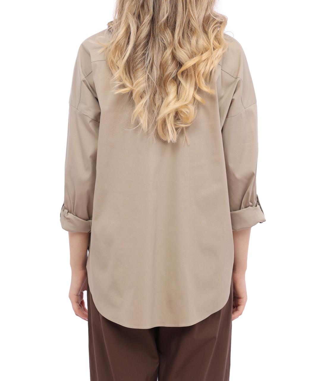 BRUNELLO CUCINELLI Бежевая хлопковая рубашка, фото 4