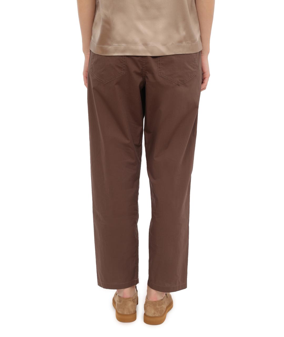 BRUNELLO CUCINELLI Коричневые хлопковые прямые брюки, фото 3