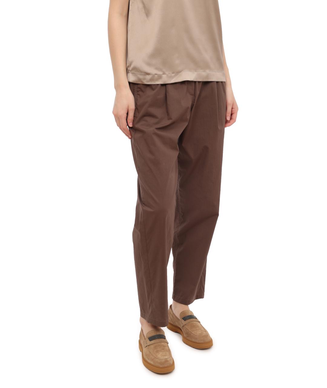 BRUNELLO CUCINELLI Коричневые хлопковые прямые брюки, фото 2