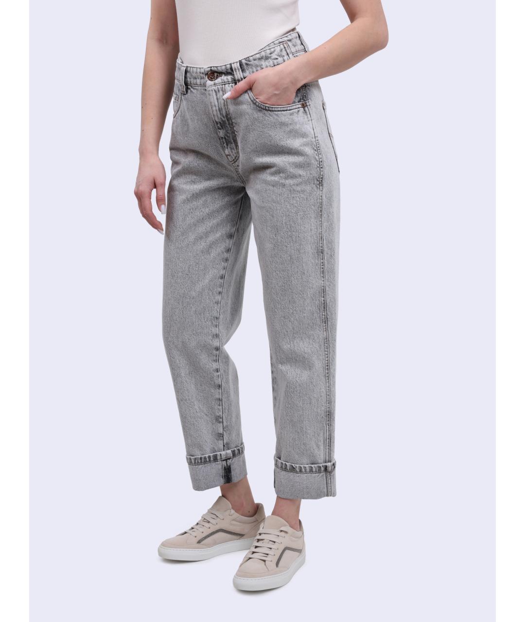 BRUNELLO CUCINELLI Серые хлопковые прямые джинсы, фото 3