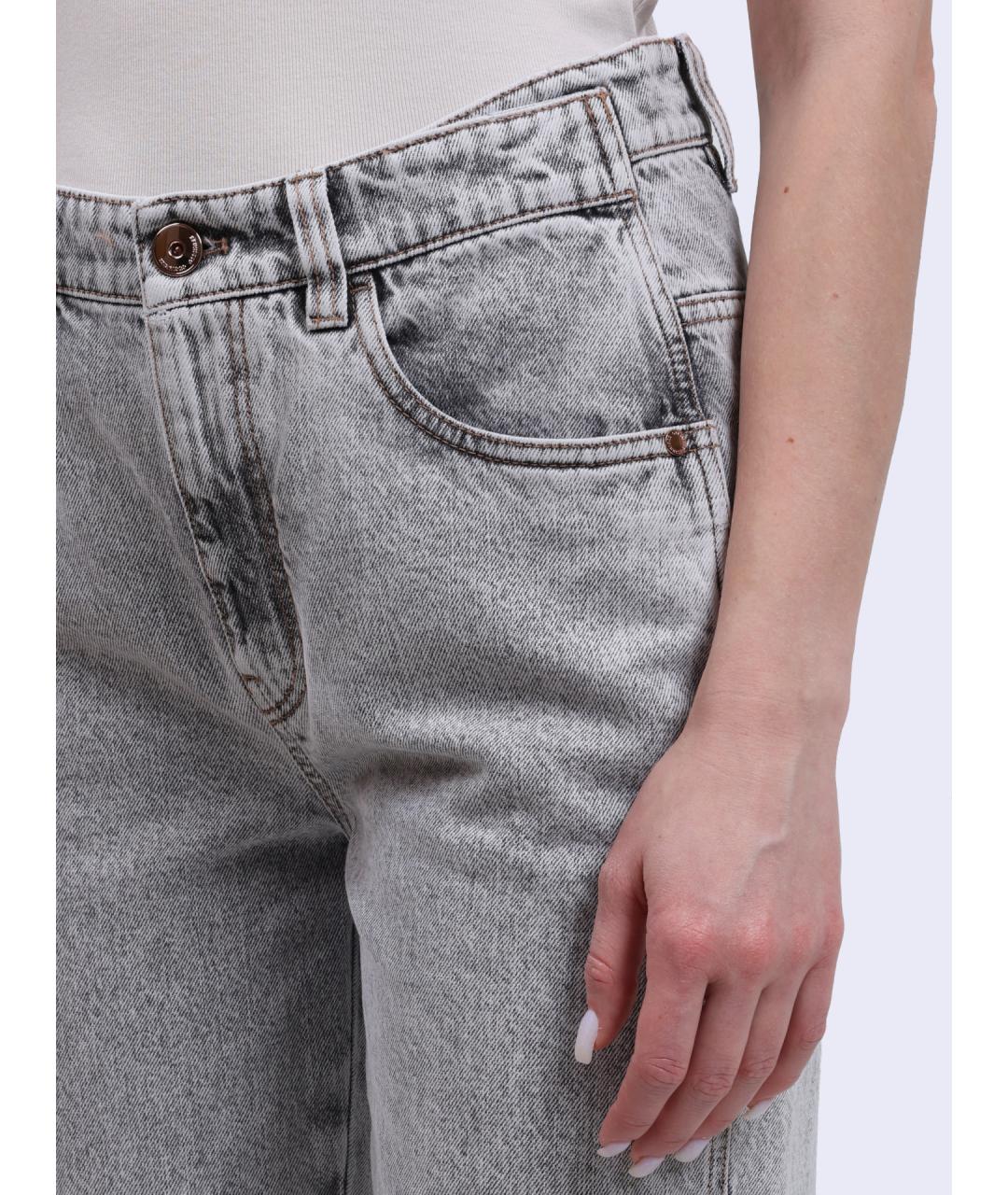 BRUNELLO CUCINELLI Серые хлопковые прямые джинсы, фото 4