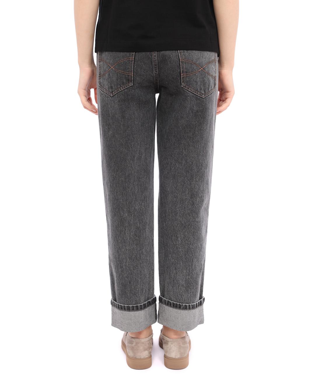 BRUNELLO CUCINELLI Серые хлопковые прямые джинсы, фото 3