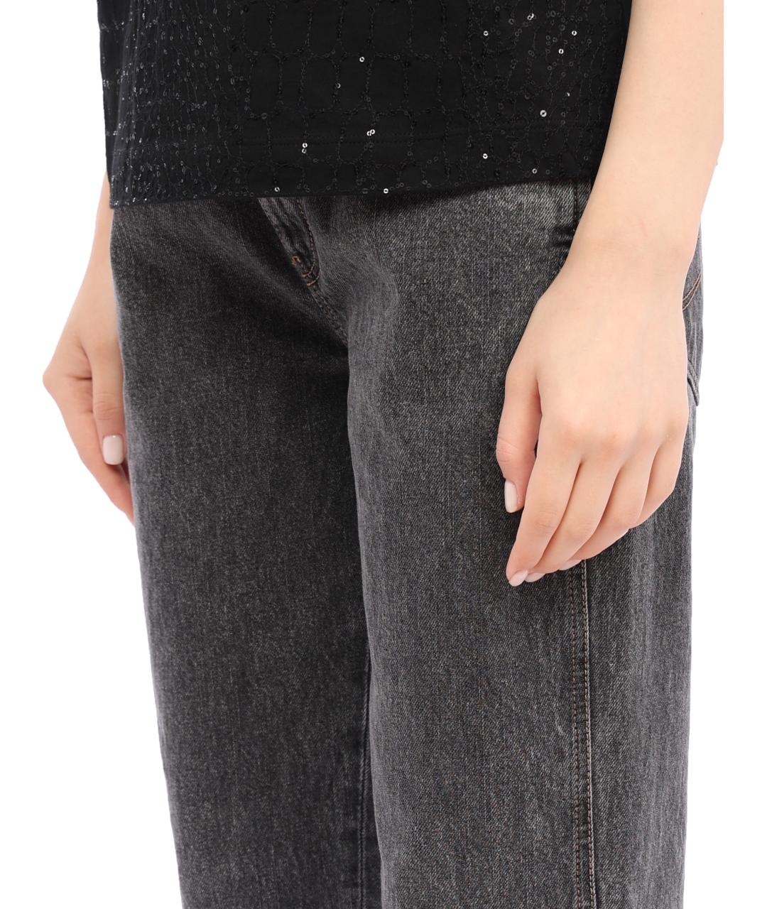 BRUNELLO CUCINELLI Серые хлопковые прямые джинсы, фото 4