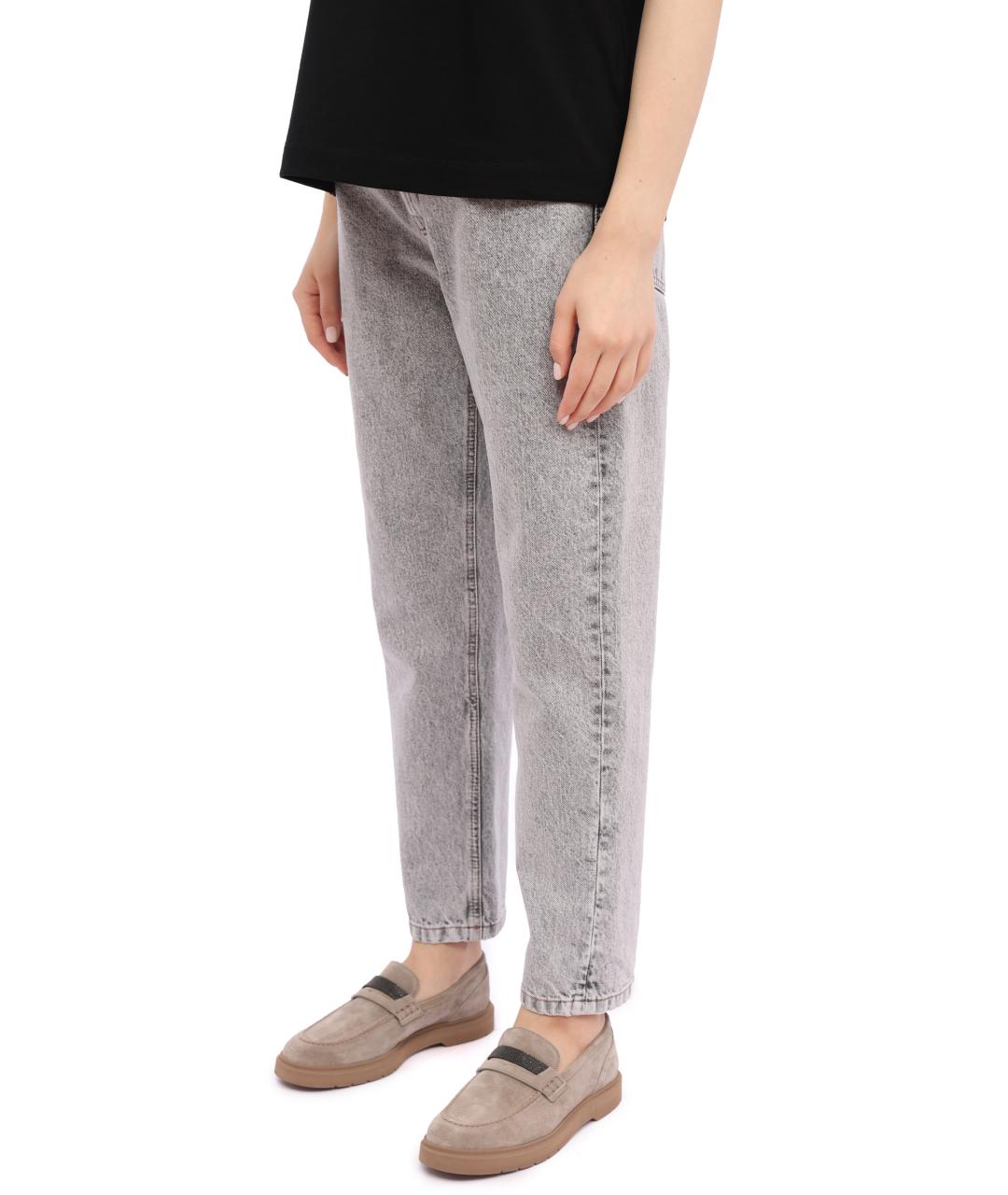 BRUNELLO CUCINELLI Серые хлопковые прямые джинсы, фото 2