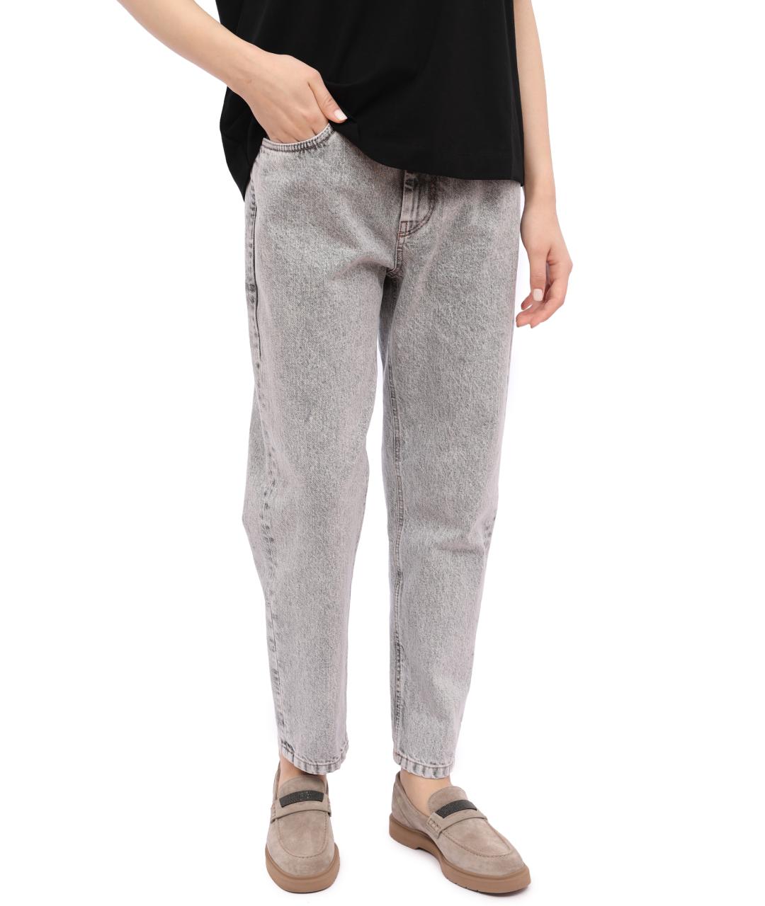 BRUNELLO CUCINELLI Серые хлопковые прямые джинсы, фото 4