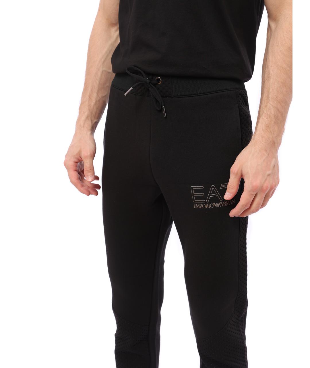 EA7 Черные полиэстеровые повседневные брюки, фото 5