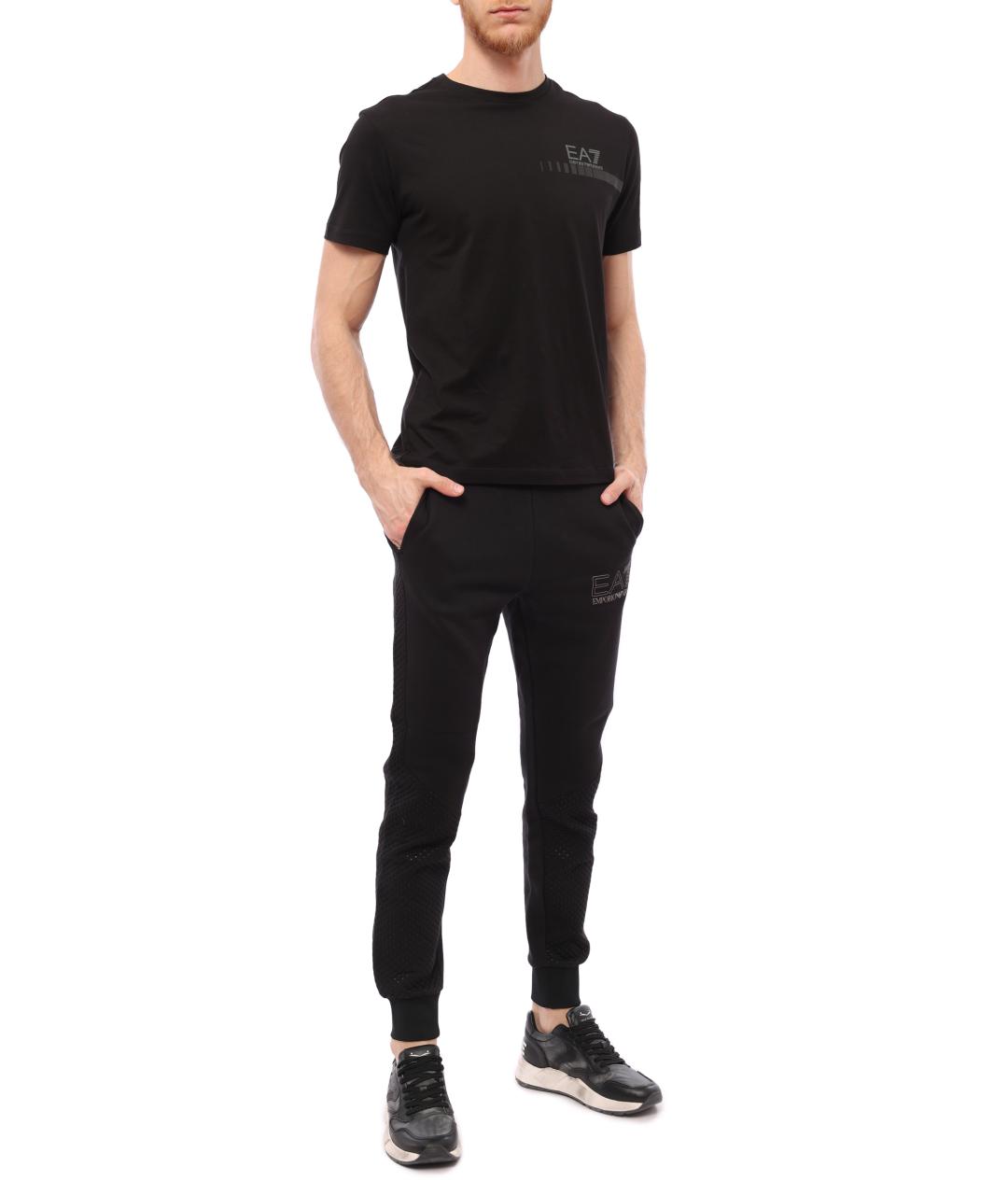 EA7 Черные полиэстеровые повседневные брюки, фото 2