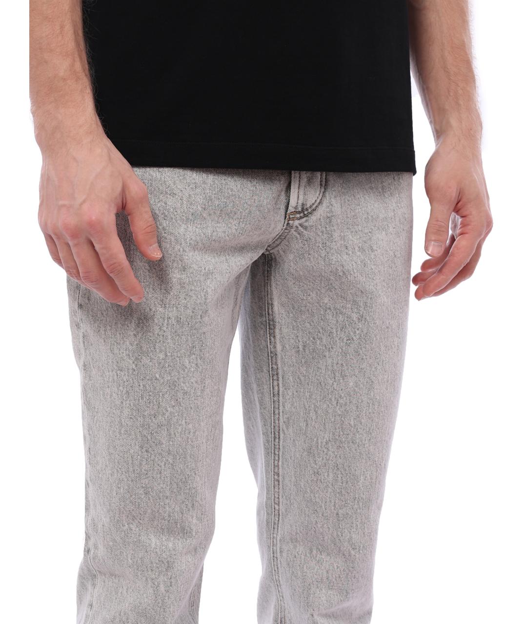 BRUNELLO CUCINELLI Серые хлопковые прямые джинсы, фото 4