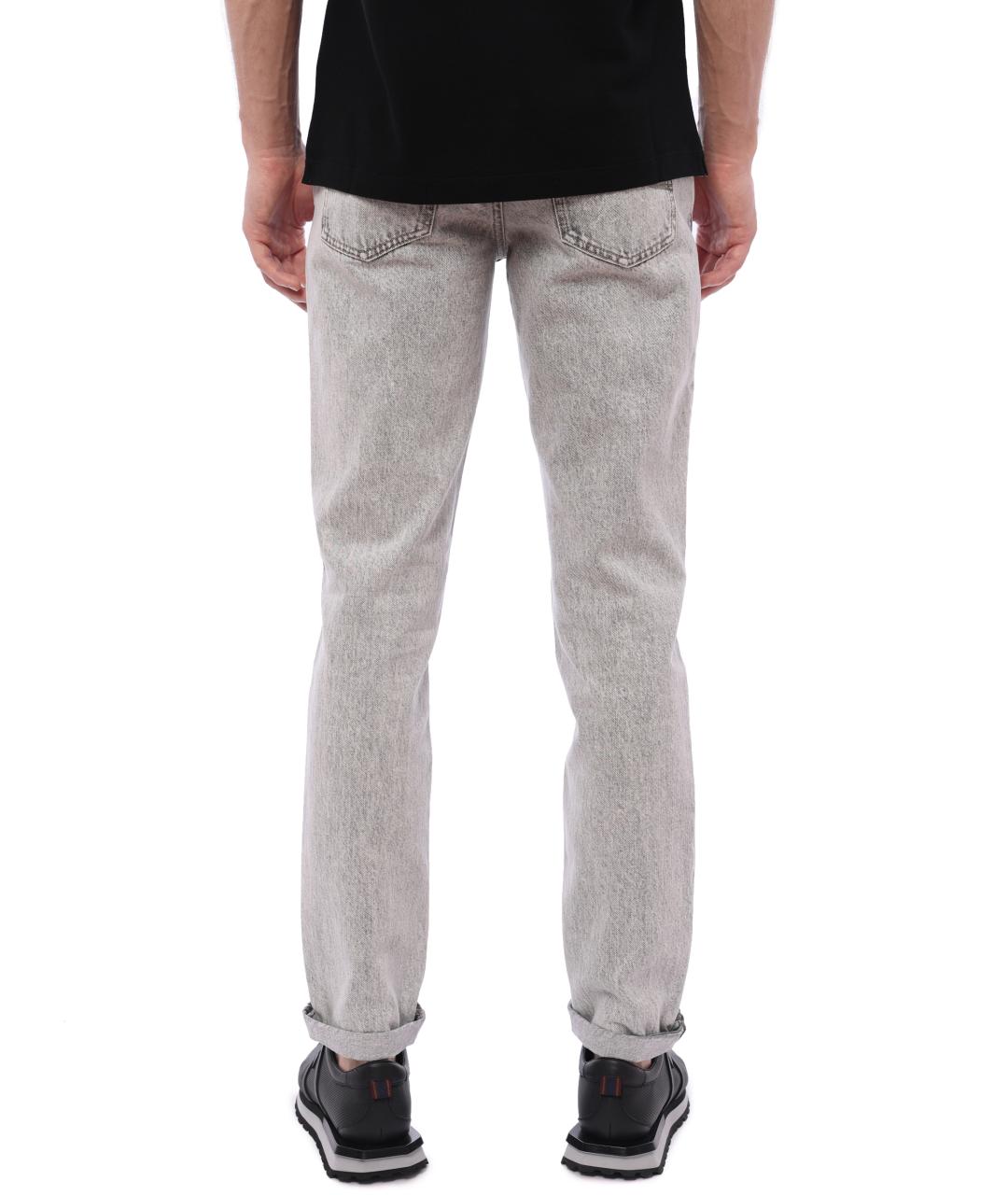 BRUNELLO CUCINELLI Серые хлопковые прямые джинсы, фото 3