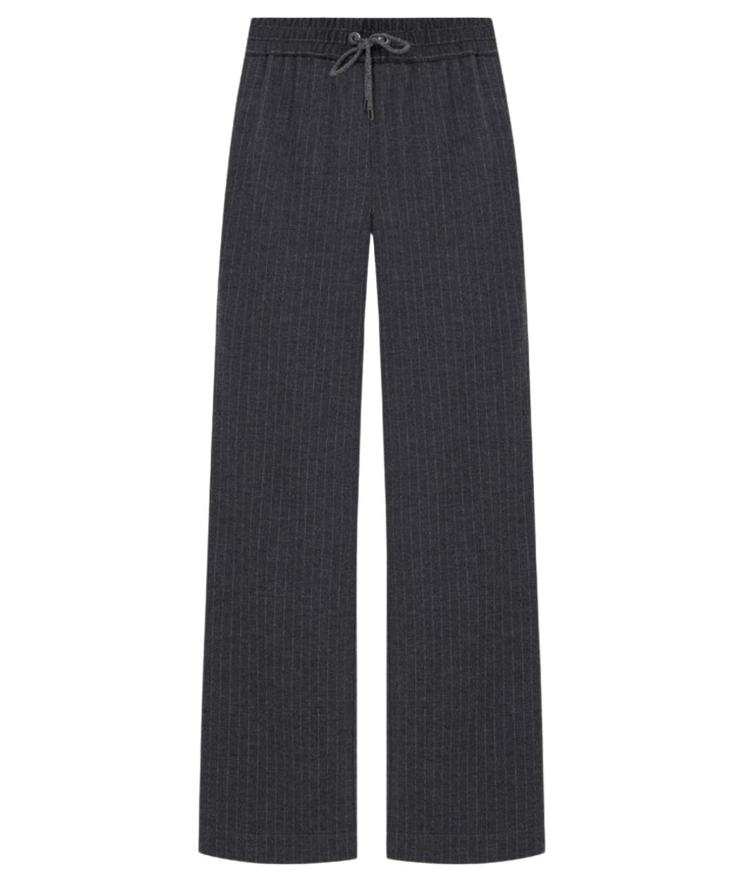 BRUNELLO CUCINELLI Антрацитовые шерстяные прямые брюки, фото 1
