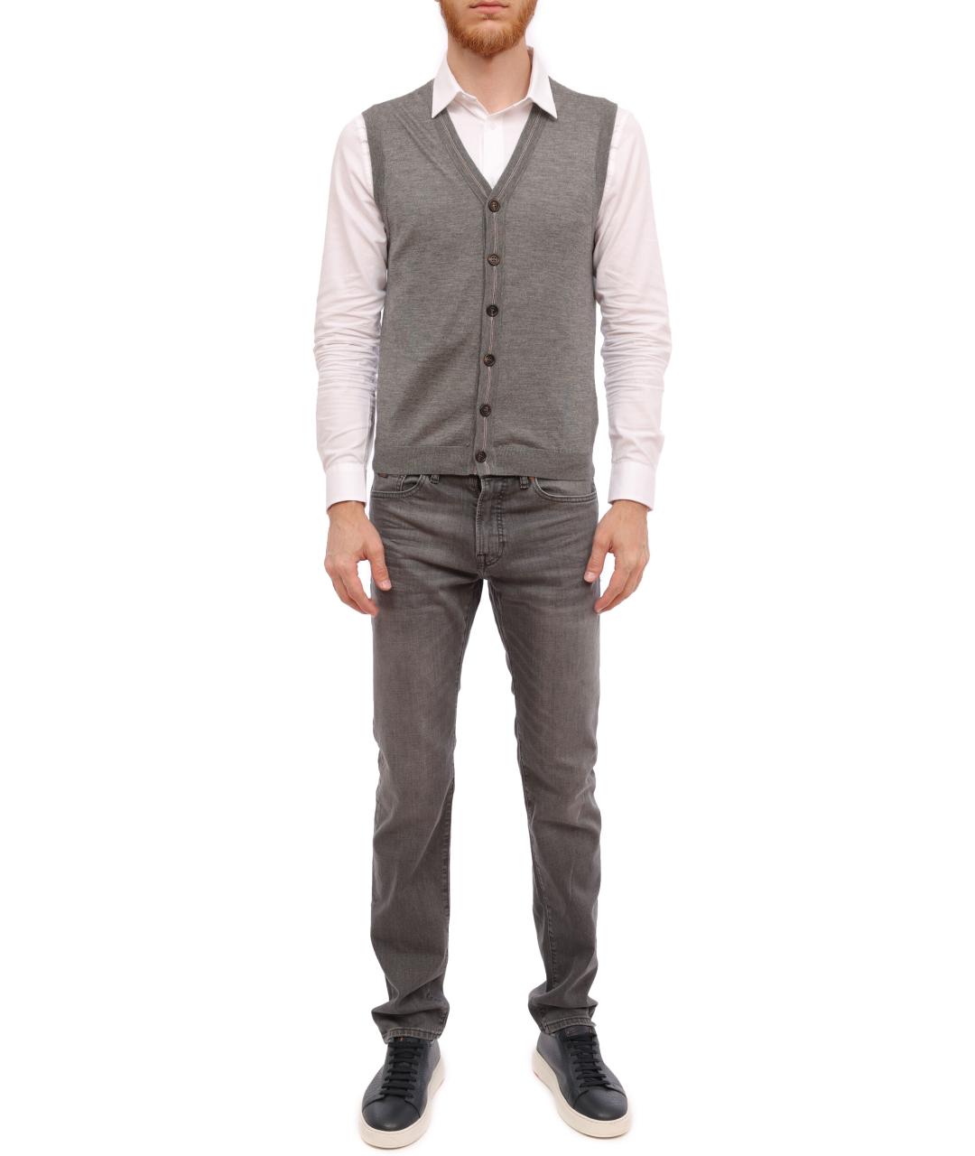 BRUNELLO CUCINELLI Серая кашемировая жилетка, фото 3