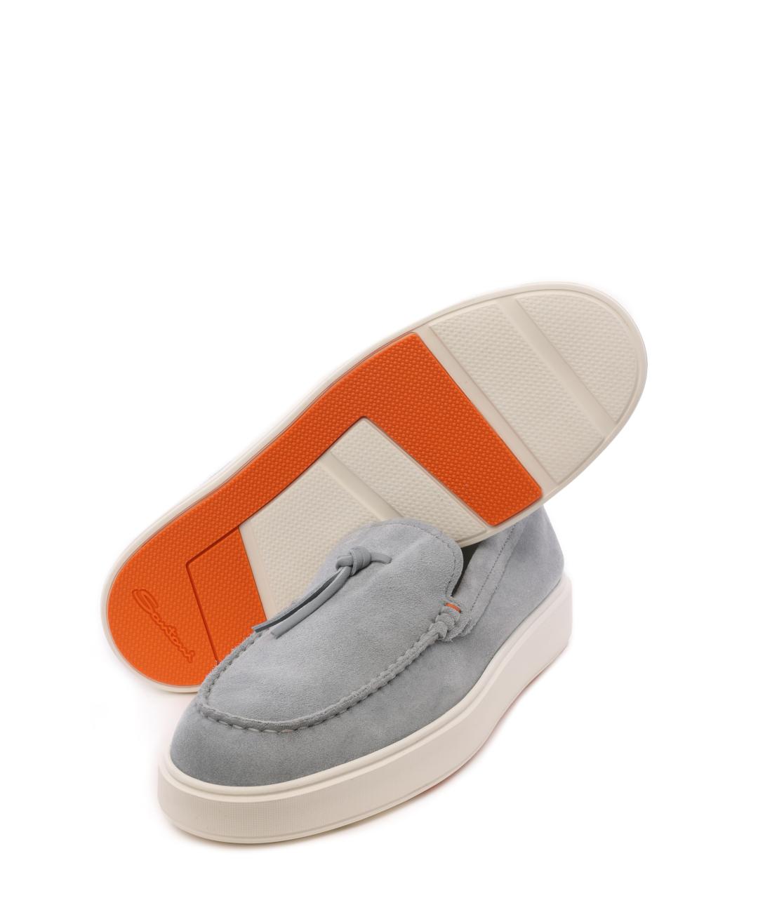 SANTONI Серые замшевые лоферы, фото 5