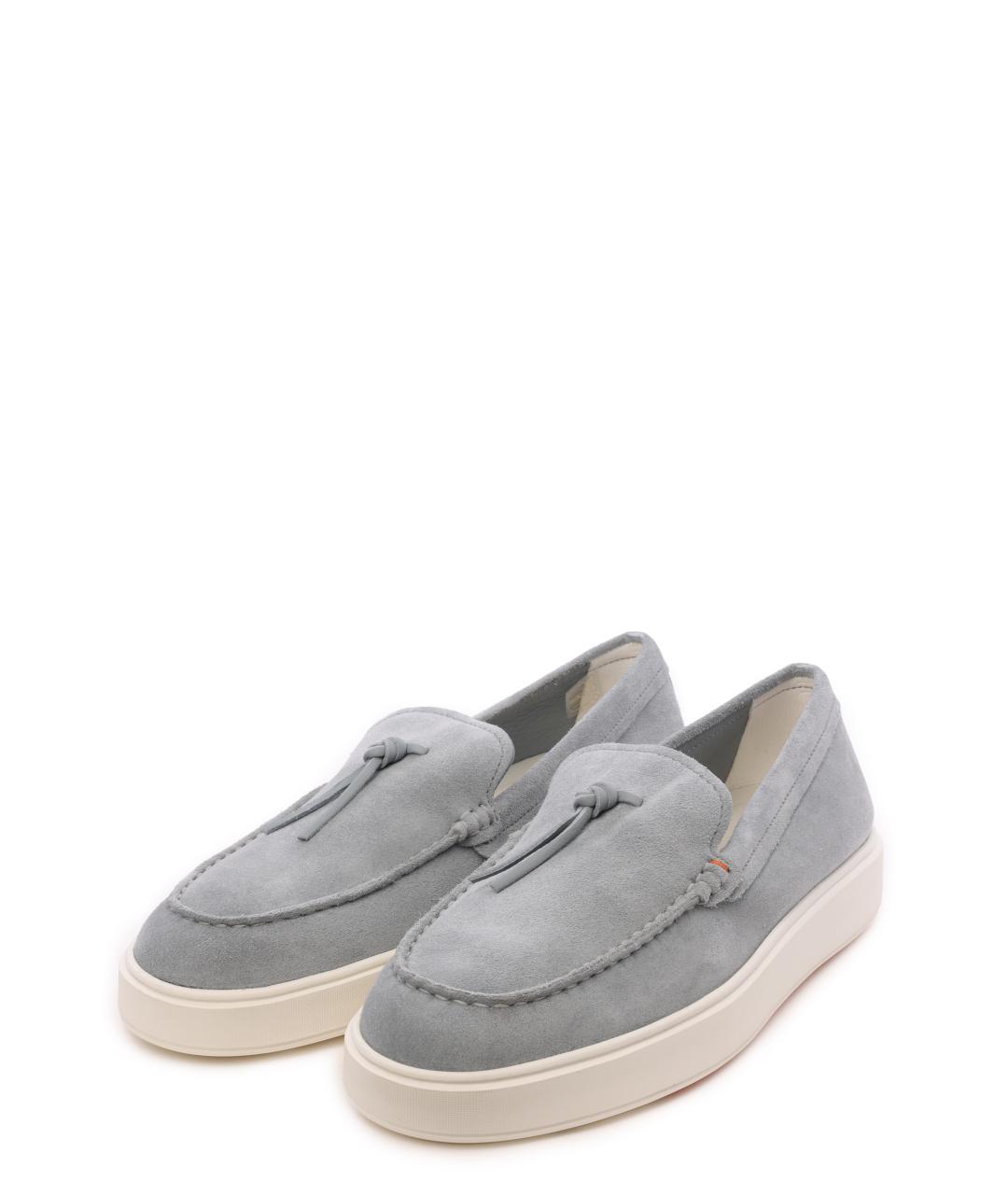 SANTONI Серые замшевые лоферы, фото 7