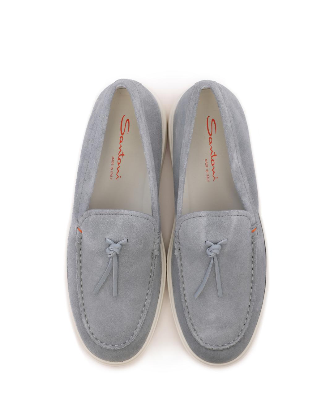 SANTONI Серые замшевые лоферы, фото 4