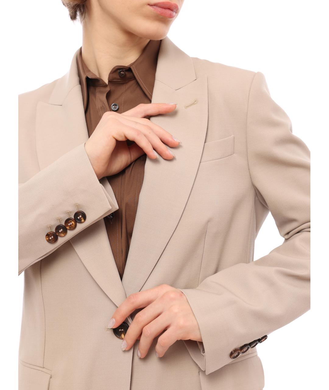 BRUNELLO CUCINELLI Бежевый шерстяной жакет/пиджак, фото 5