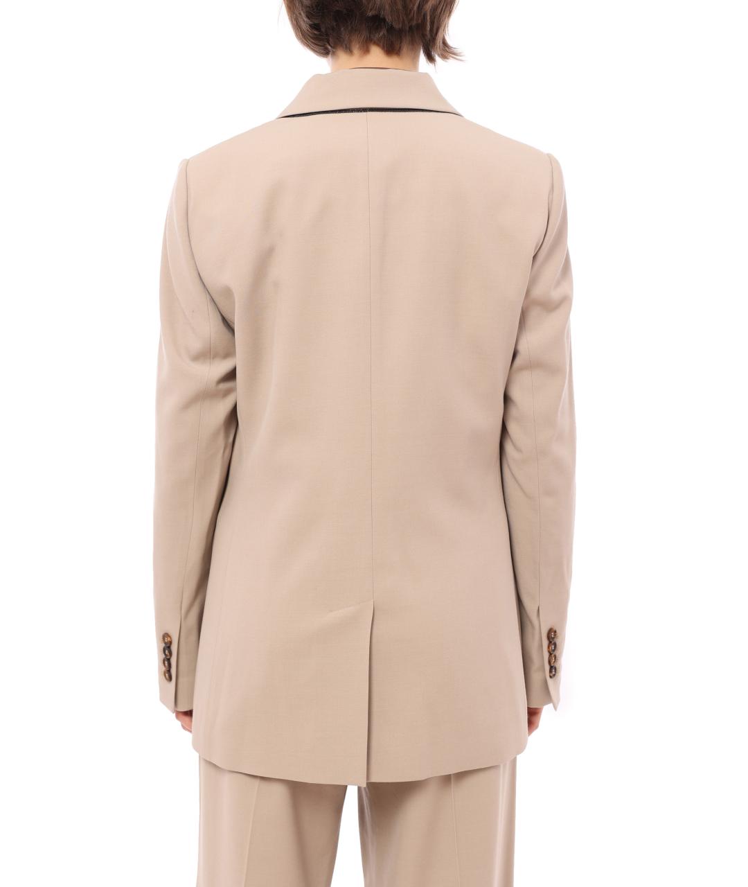 BRUNELLO CUCINELLI Бежевый шерстяной жакет/пиджак, фото 4