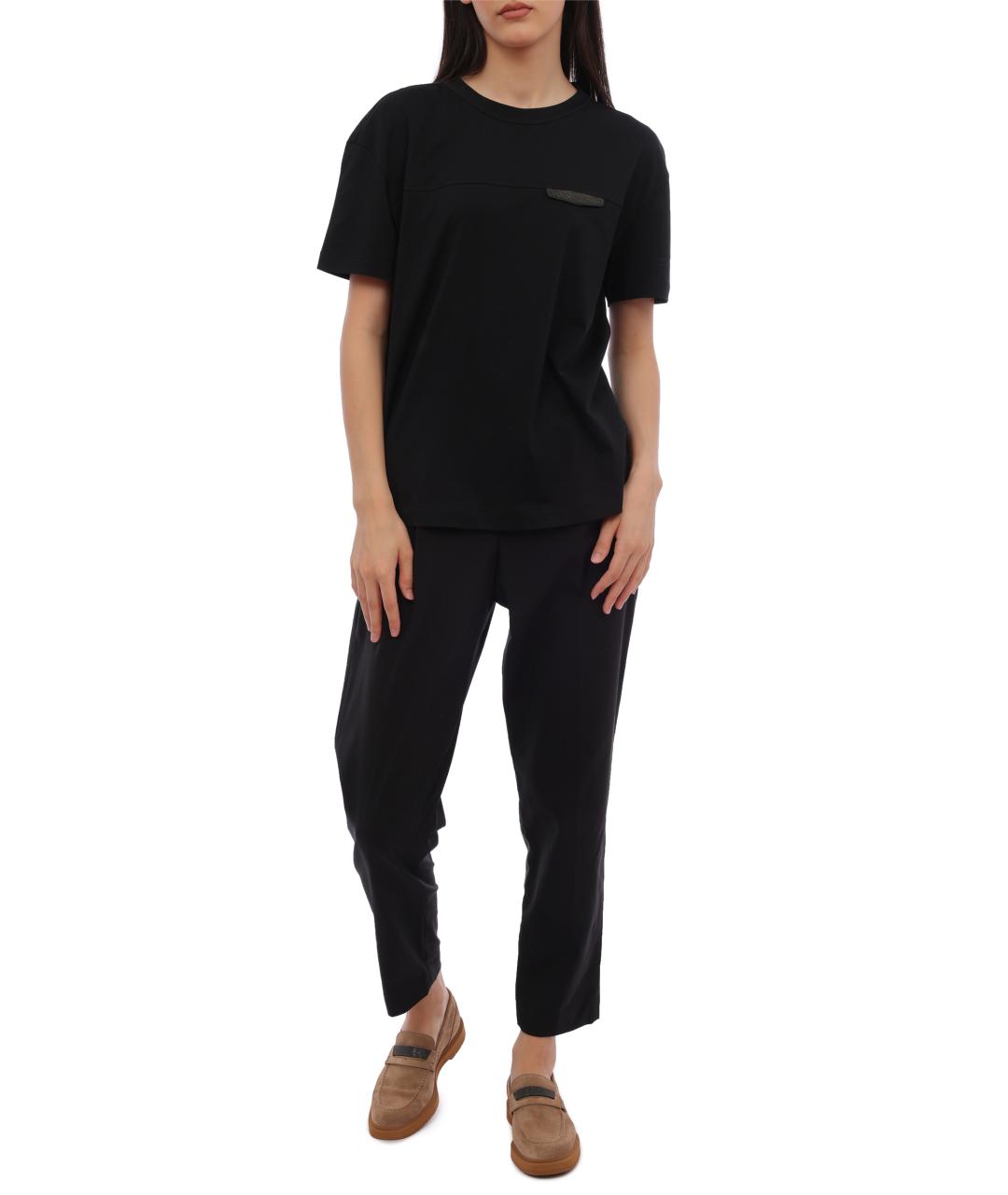 BRUNELLO CUCINELLI Черная хлопковая футболка, фото 1