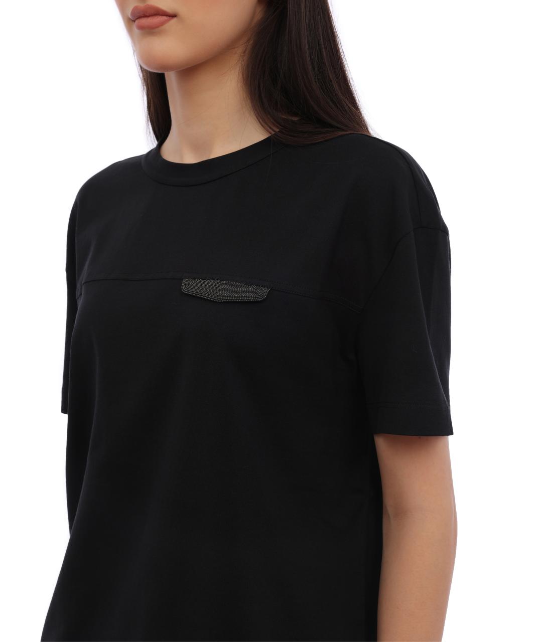 BRUNELLO CUCINELLI Черная хлопковая футболка, фото 3
