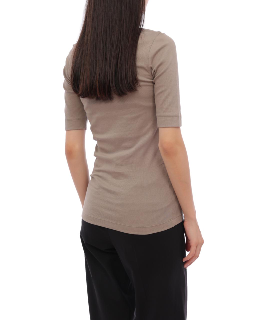 BRUNELLO CUCINELLI Бежевая хлопковая футболка, фото 4