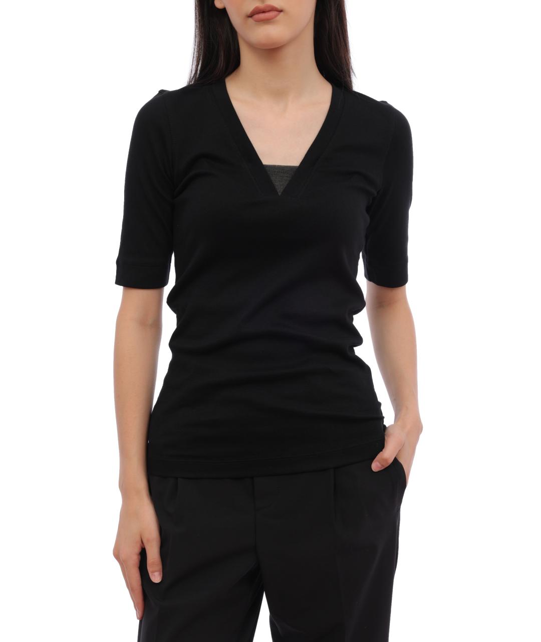 BRUNELLO CUCINELLI Черная хлопковая футболка, фото 1