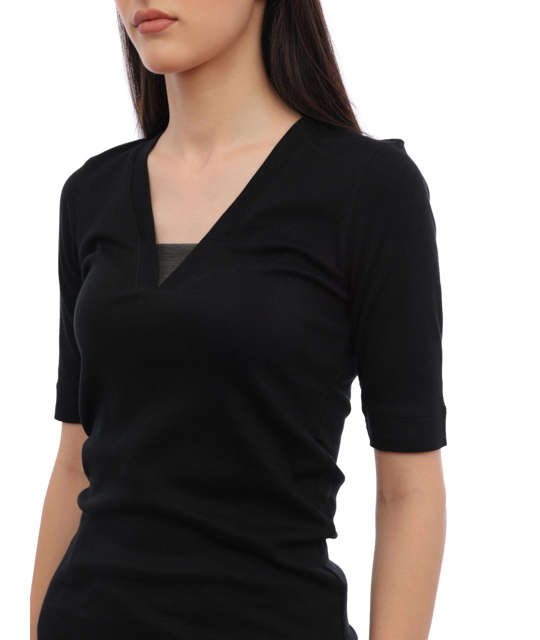 BRUNELLO CUCINELLI Черная хлопковая футболка, фото 3