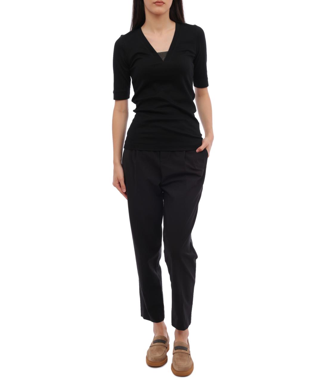 BRUNELLO CUCINELLI Черная хлопковая футболка, фото 2