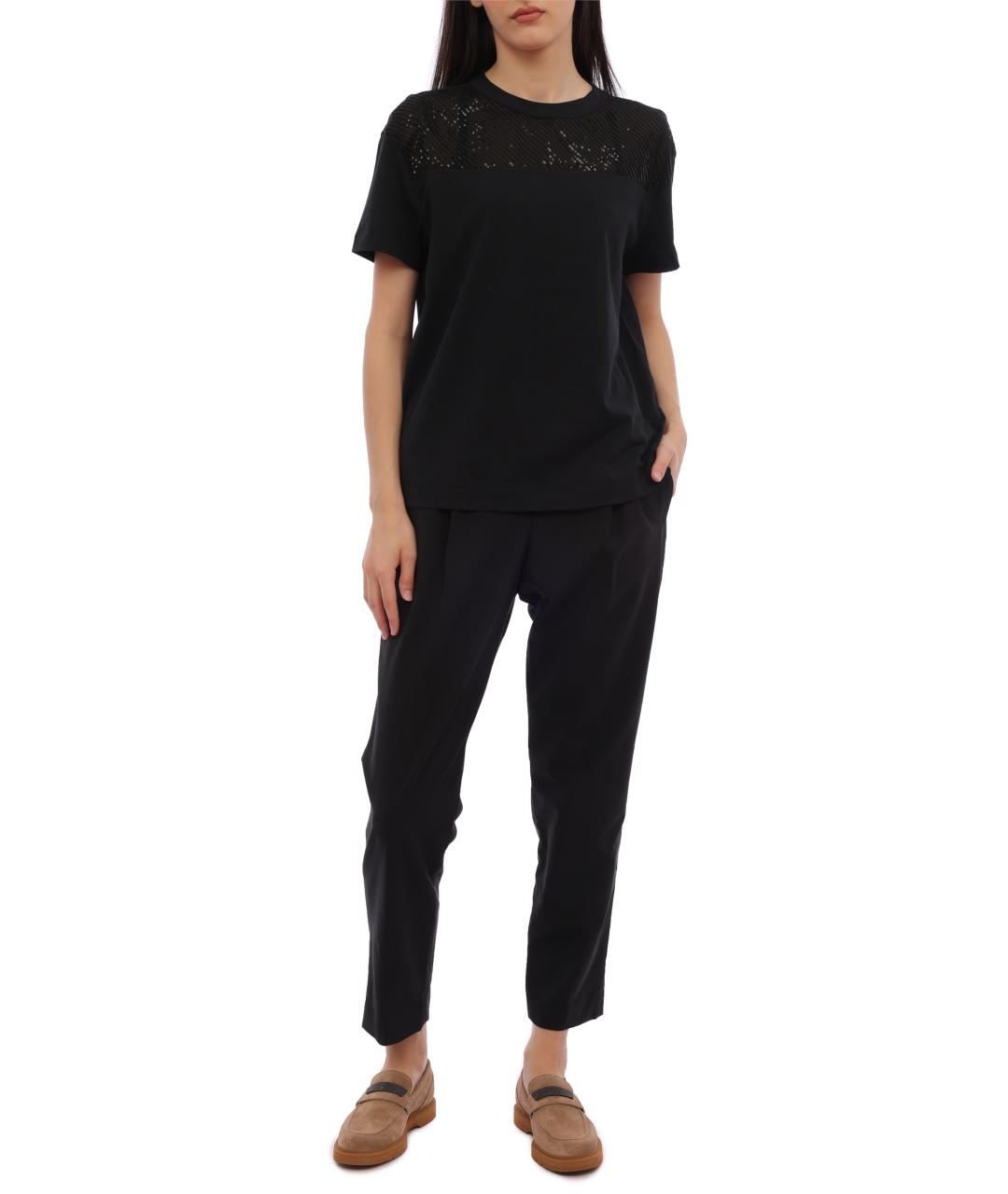 BRUNELLO CUCINELLI Черная хлопковая футболка, фото 2