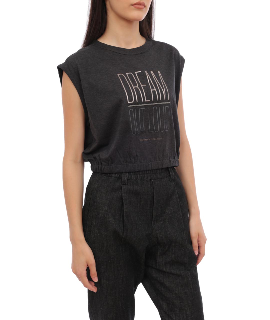 BRUNELLO CUCINELLI Черная хлопковая майка, фото 1