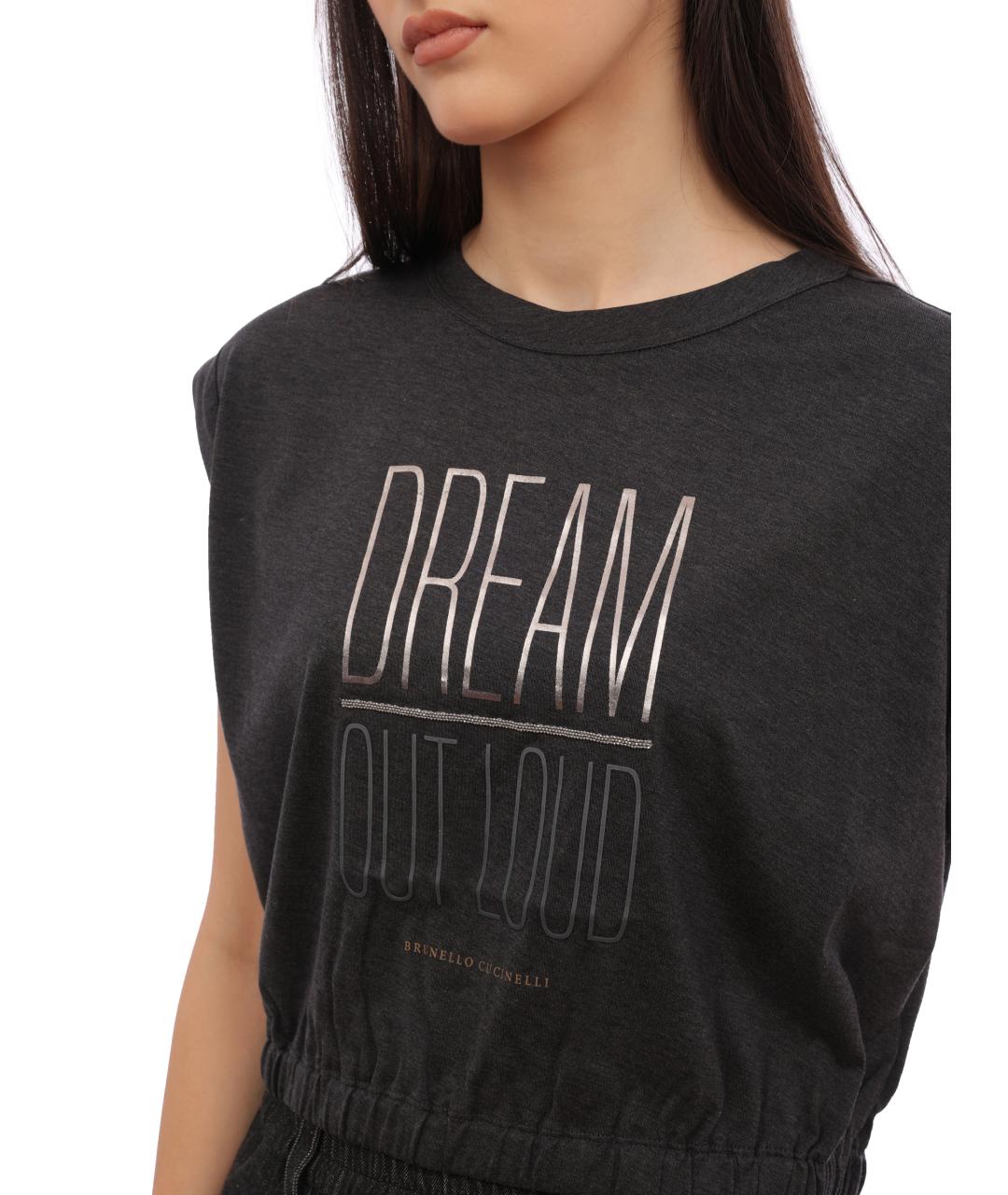 BRUNELLO CUCINELLI Черная хлопковая майка, фото 3